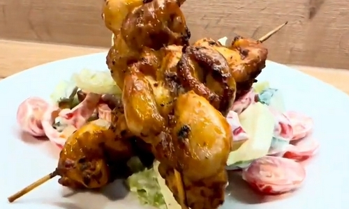 Marinované kuřecí špízy v horkovzdušné fritéze